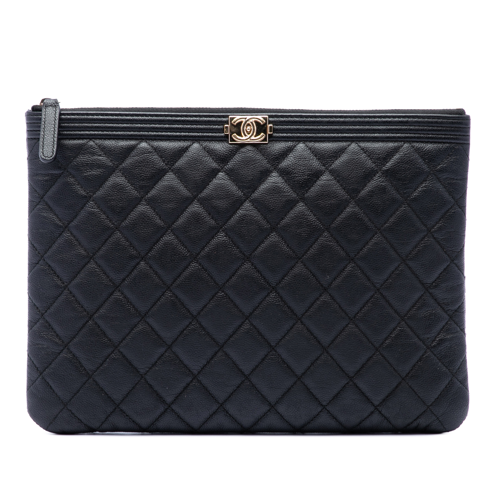 Pre-Loved Chanel Medium Quilted Caviar Boy O Case Clutch